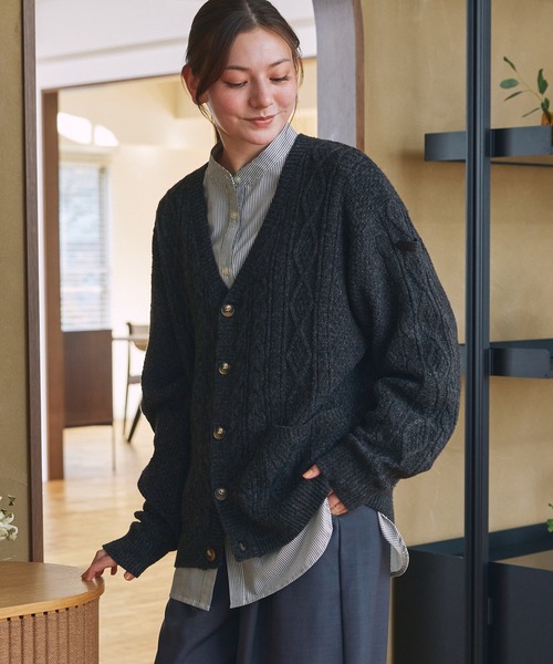 THE CRAFT CREW PRODUCTS カーディガン ウォッシャブル ケーブルニット