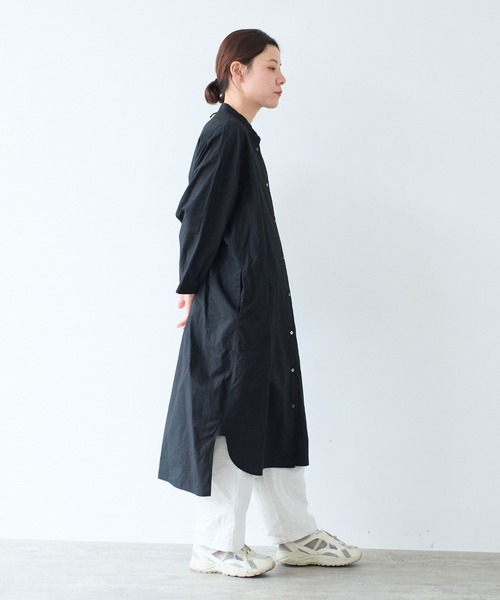 yuni シャツワンピース コットンキャッチワッシャーバンドカラー