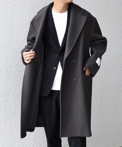 SHIPS any チェスターコート コート any: PURE WOOL MELTON ダブル