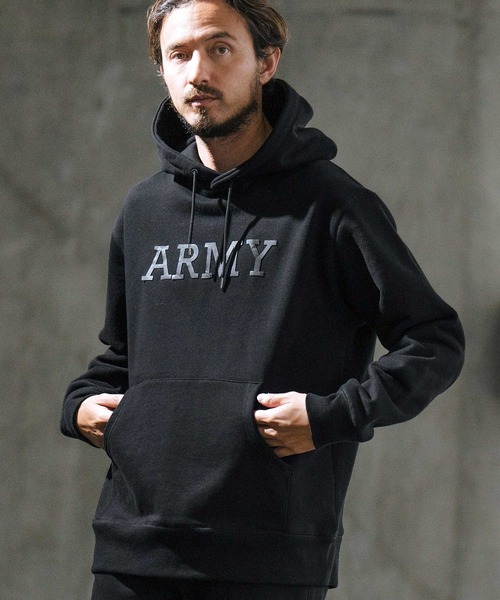 wjk reluxe パーカー mpa3503-leather ARMY logo sweat pull parka