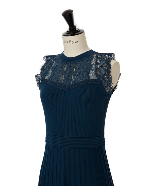 Her lip to ワンピース Pleated Lace Knit Dress : ZOZOTOWN Yahoo!店