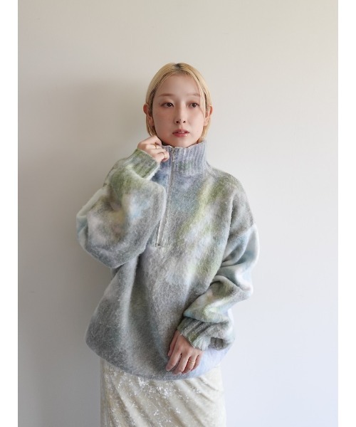 sahara（サハラ） ニット セーター Flower Print Half Zip Knit