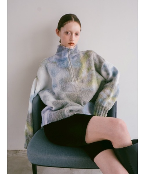 sahara（サハラ） ニット セーター Flower Print Half Zip Knit