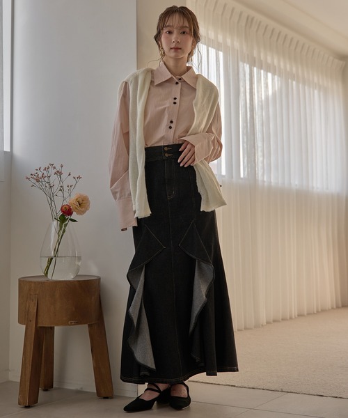 mideal（マイディール） デニムスカート frills mermaid denim skirt