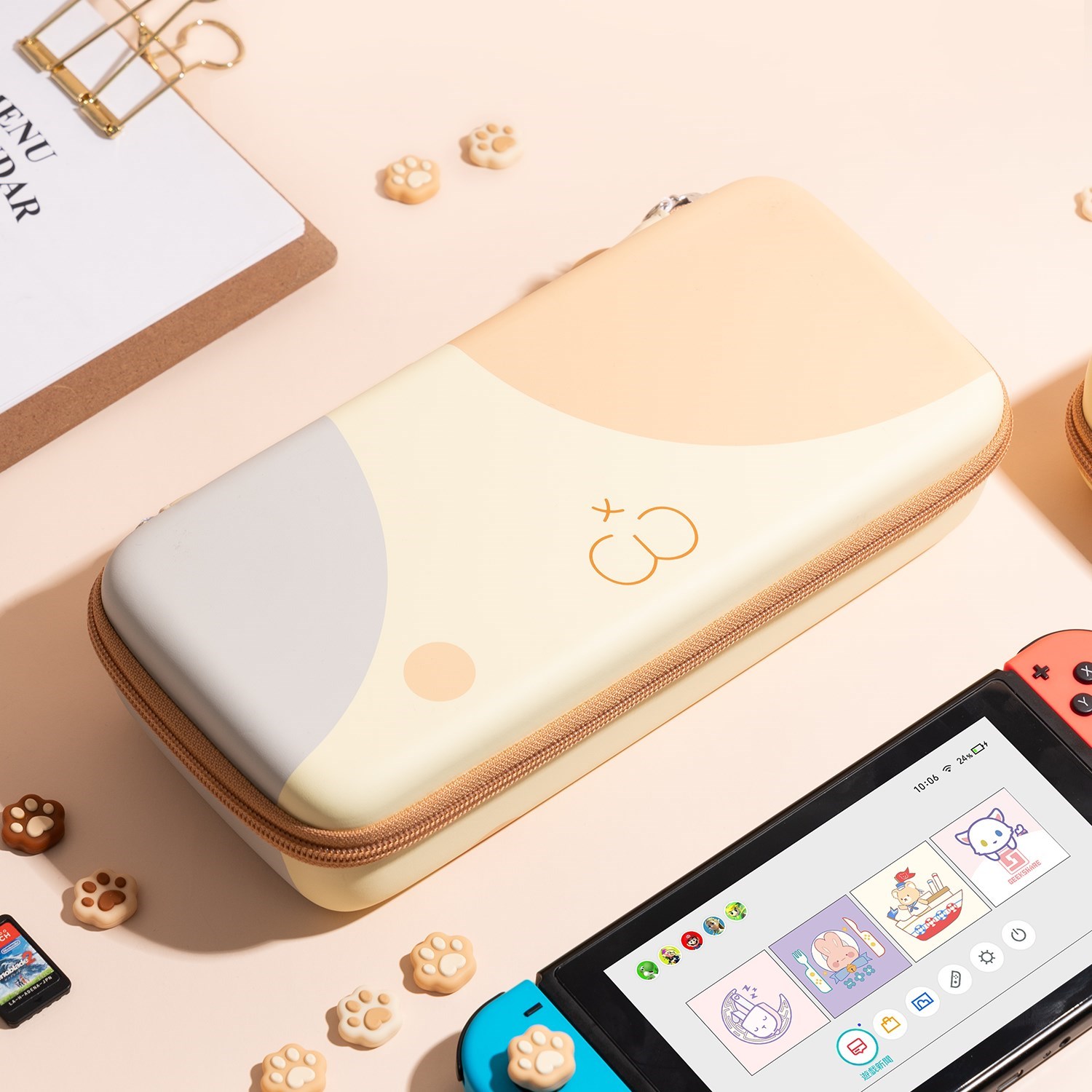 GeekShare Case Hard Storage Bag For Nintendo Switch OLED Cute Cat