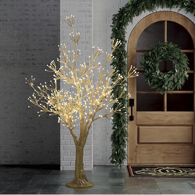 LED Gold Spritzer Tree with Warm White Lights & Yard Stake