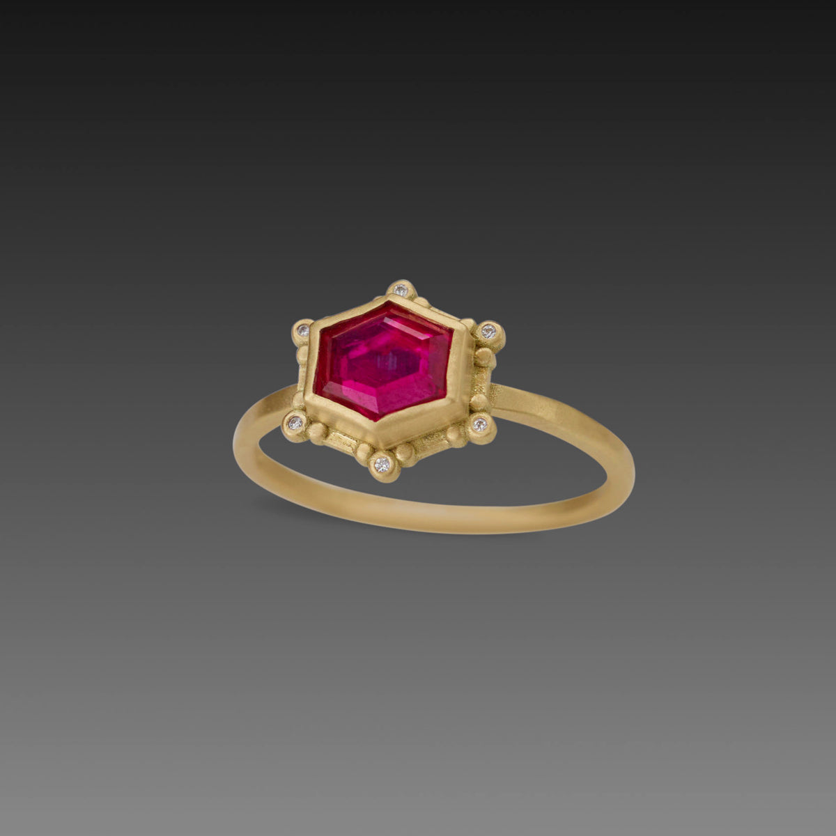 Ruby Ring with Diamonds - Ananda Khalsa