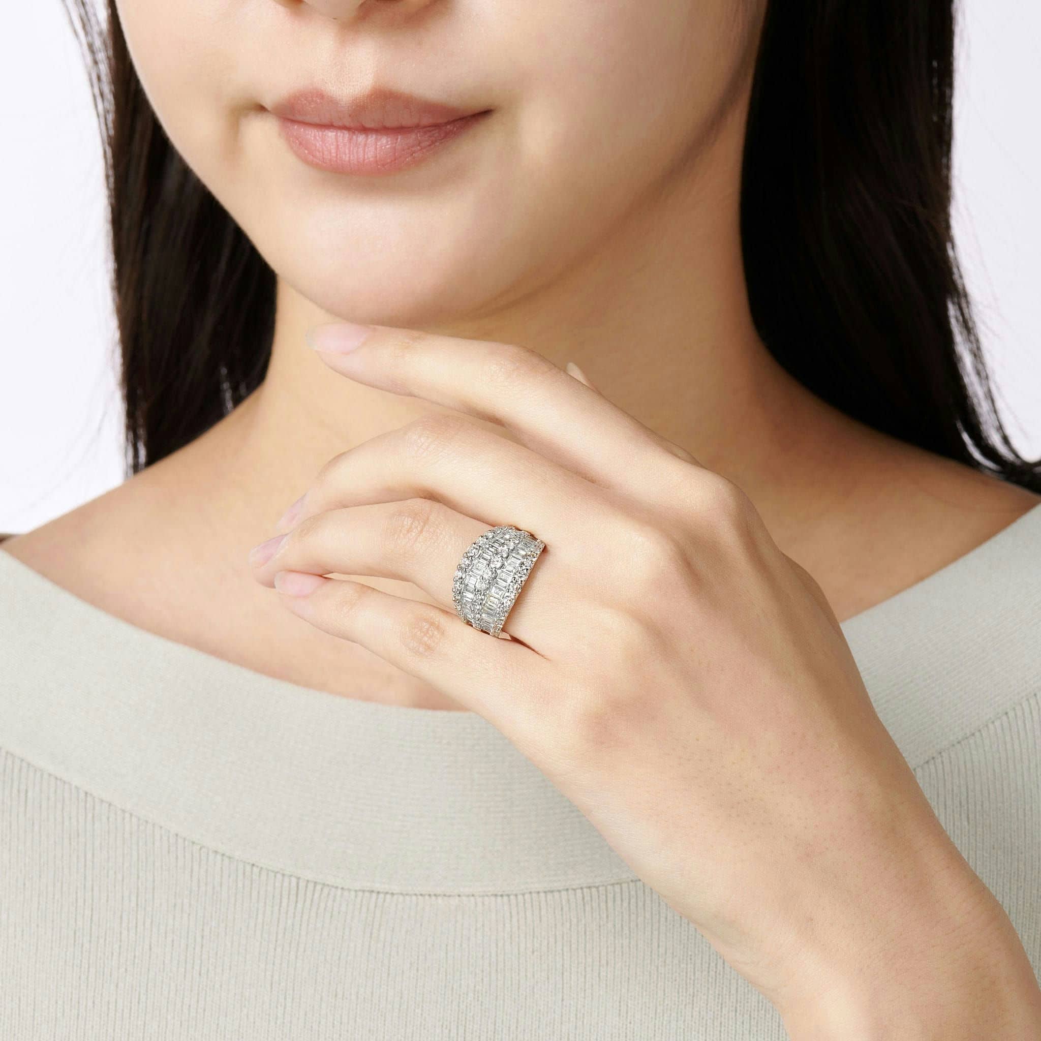 ダイヤモンド 計2.00ct Pt950 リング バケット＆ラウンド ボリューム