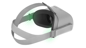 オールインワン型VRヘッドセット「Oculus Go」。スピーカー内蔵で199