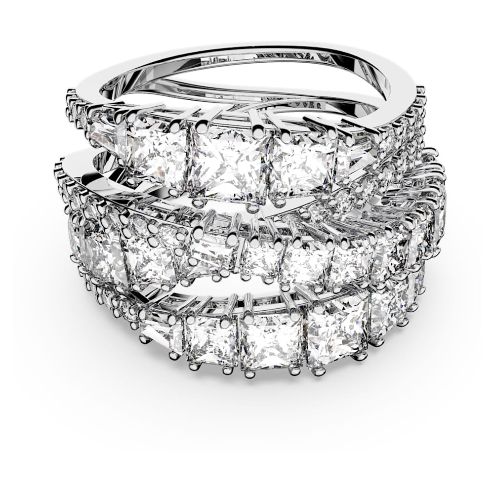 Hyperbola ring, Mixed cuts, White, Rhodium plated | Swarovski
