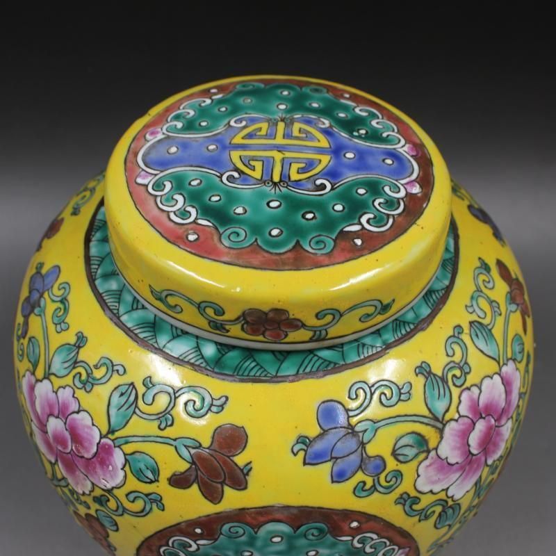 緑地パステル戦将紋お茶の缶 景徳鎮 陶磁器 装飾品 現代工芸品 美術品