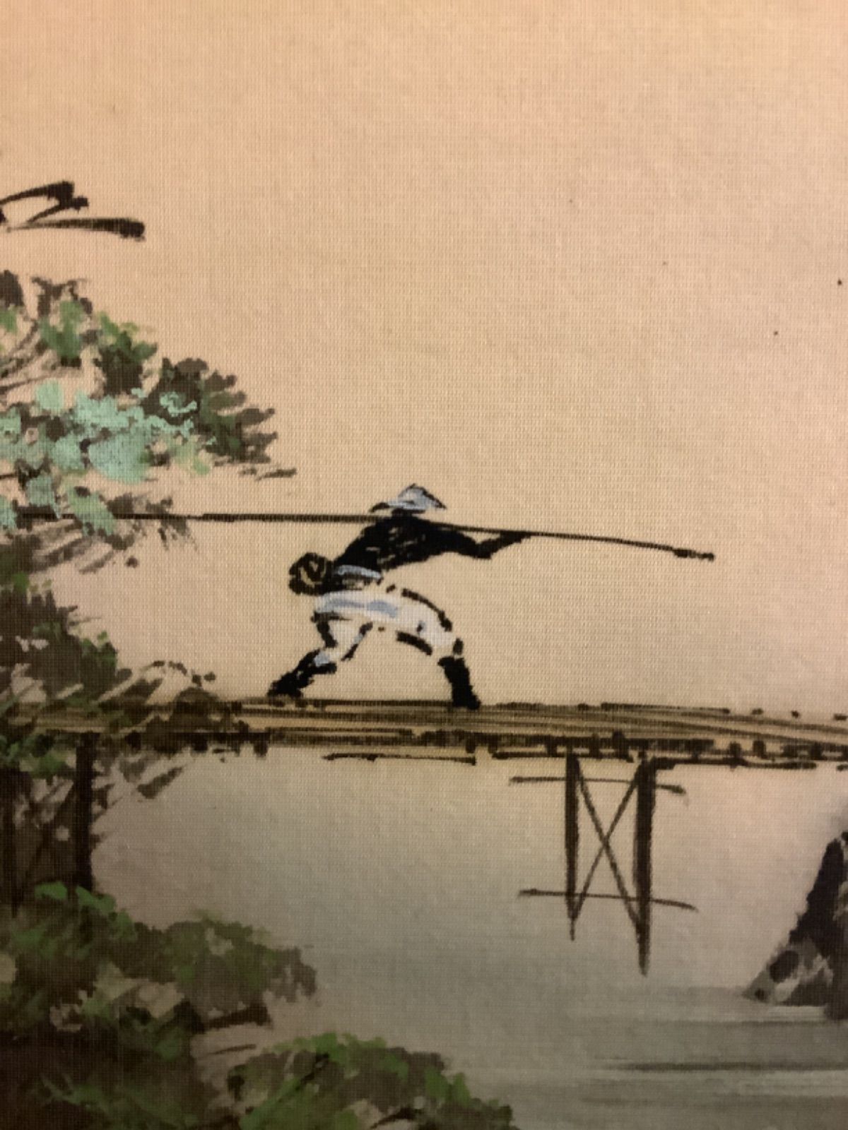 掛軸M009[田口春道 青緑山水]絹本 共箱 日本画 風景画 床間 飾り