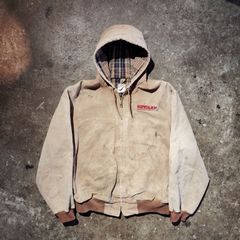 carhartt USA製 アクティブジャケット ブラウン L 企業ロゴ刺繍 裏地