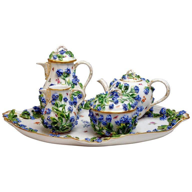 Meissen 5-Part Core Piece Coffee & Tea Rich Forget-Me-Not Decor