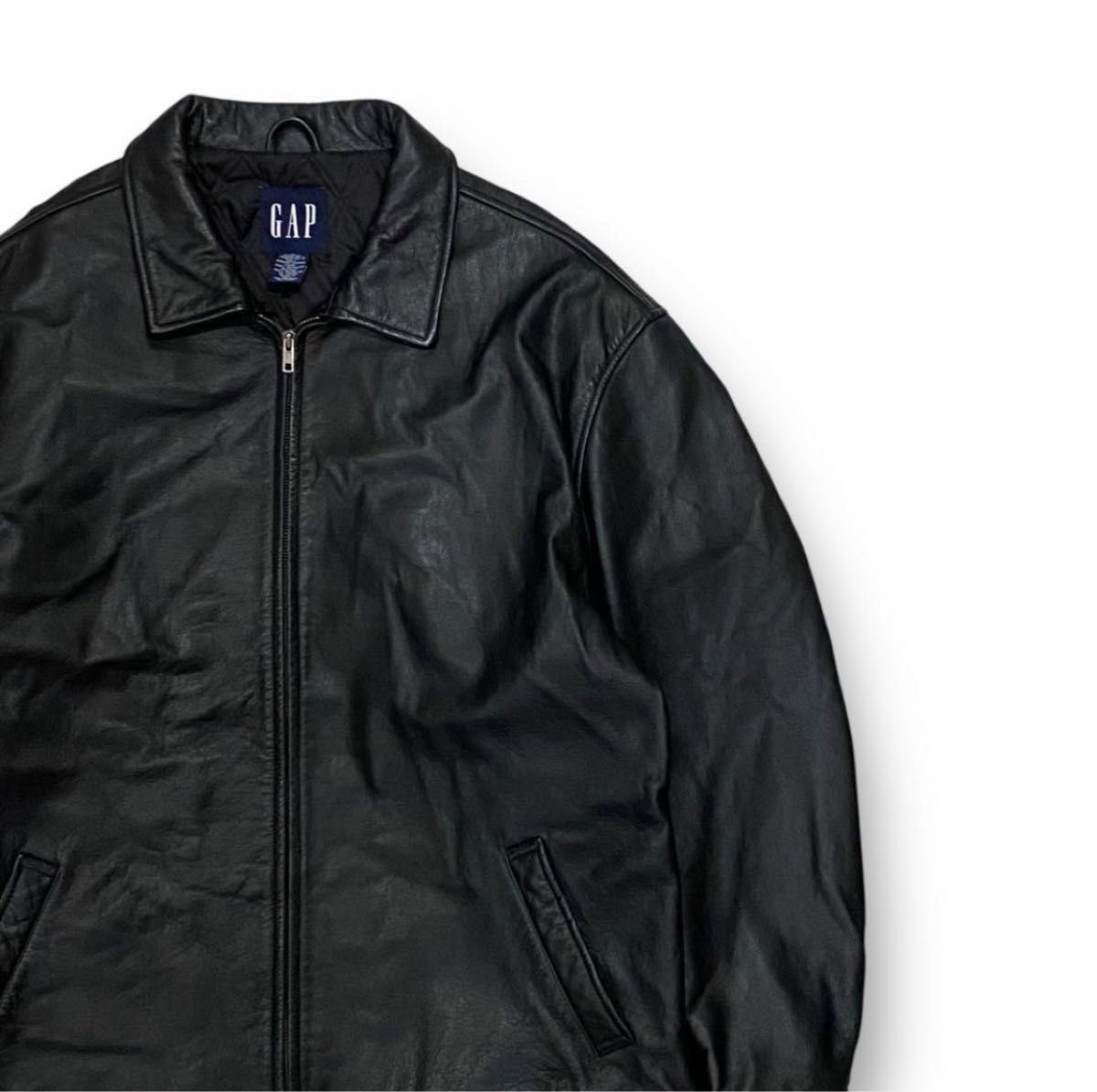 名作 90s OLD GAP オールド ギャップ レザー シングル カーコート