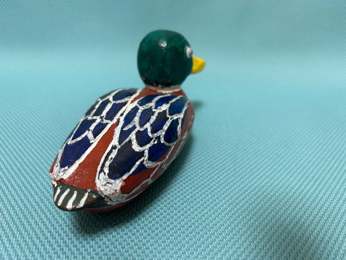 民芸品 鴨の置物 木製 オブジェクト 彫刻 バードカービング 水鳥 カモ