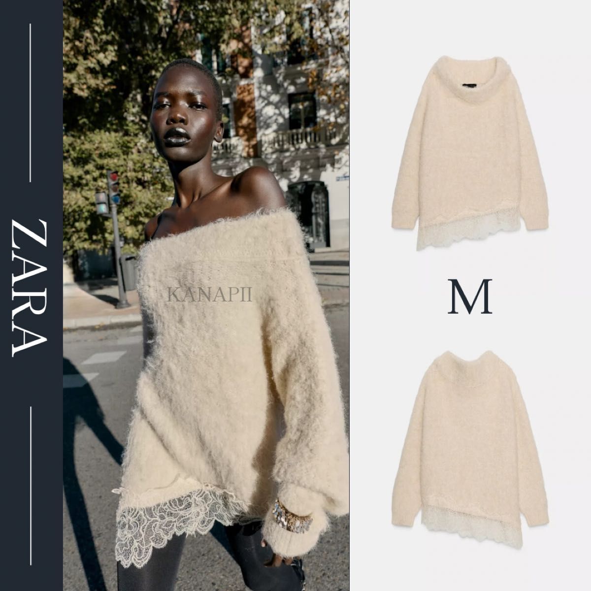 ZARA レースコンビニットセーター M エクリュ 新品｜Yahoo!フリマ（旧