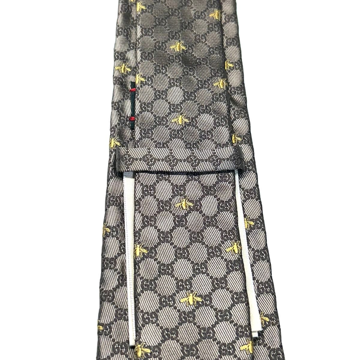 未使用に近い】グッチ ネクタイ ゴールド GG柄 蜂 bee 現行モデル