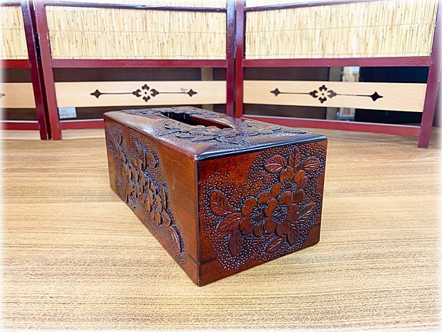 逸品 老舗 一彫堂 軽井沢彫 枝桜彫刻 リーフ型木製お皿 新品未使用