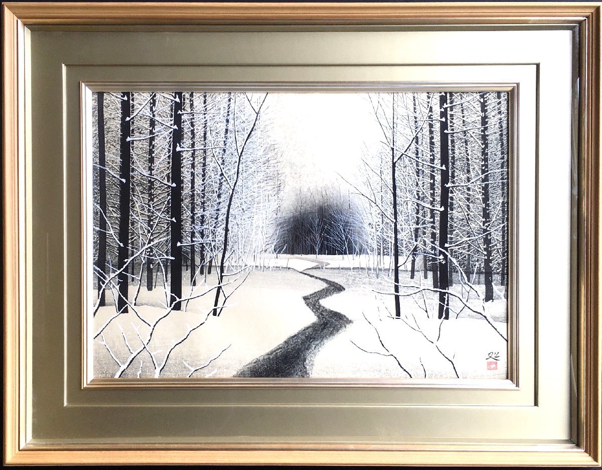 Yahoo!オークション - 真作保証品『加山又造 オリジナル彩色木版画 雪