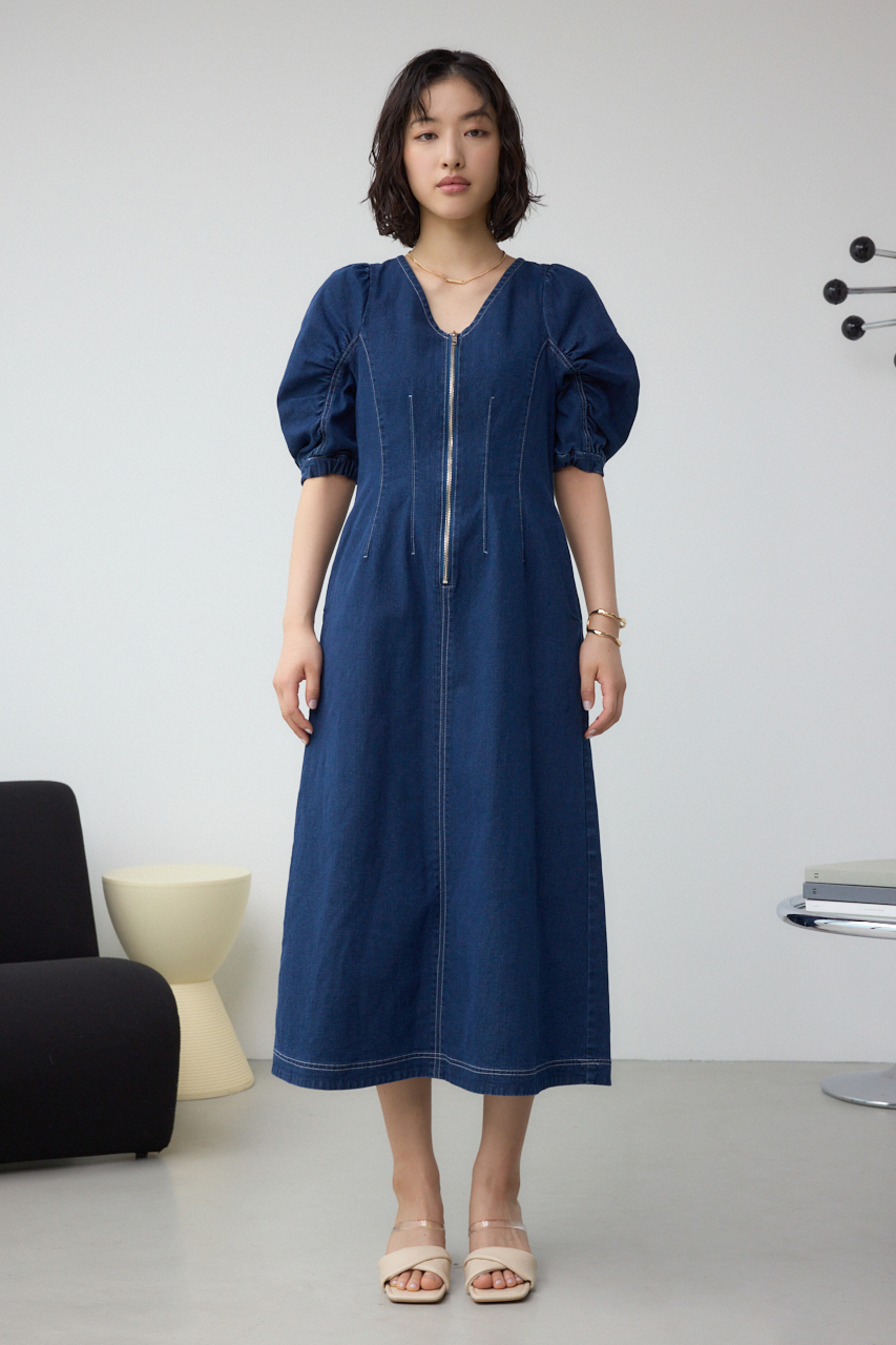 フロントジップ半袖デニムワンピース｜WOMEN｜250ISC13-490D｜AZUL BY