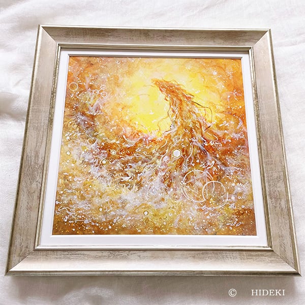 開運絵画アクリル原画｜皆既日食と天之御中主 大型高波動瞑想 浄化