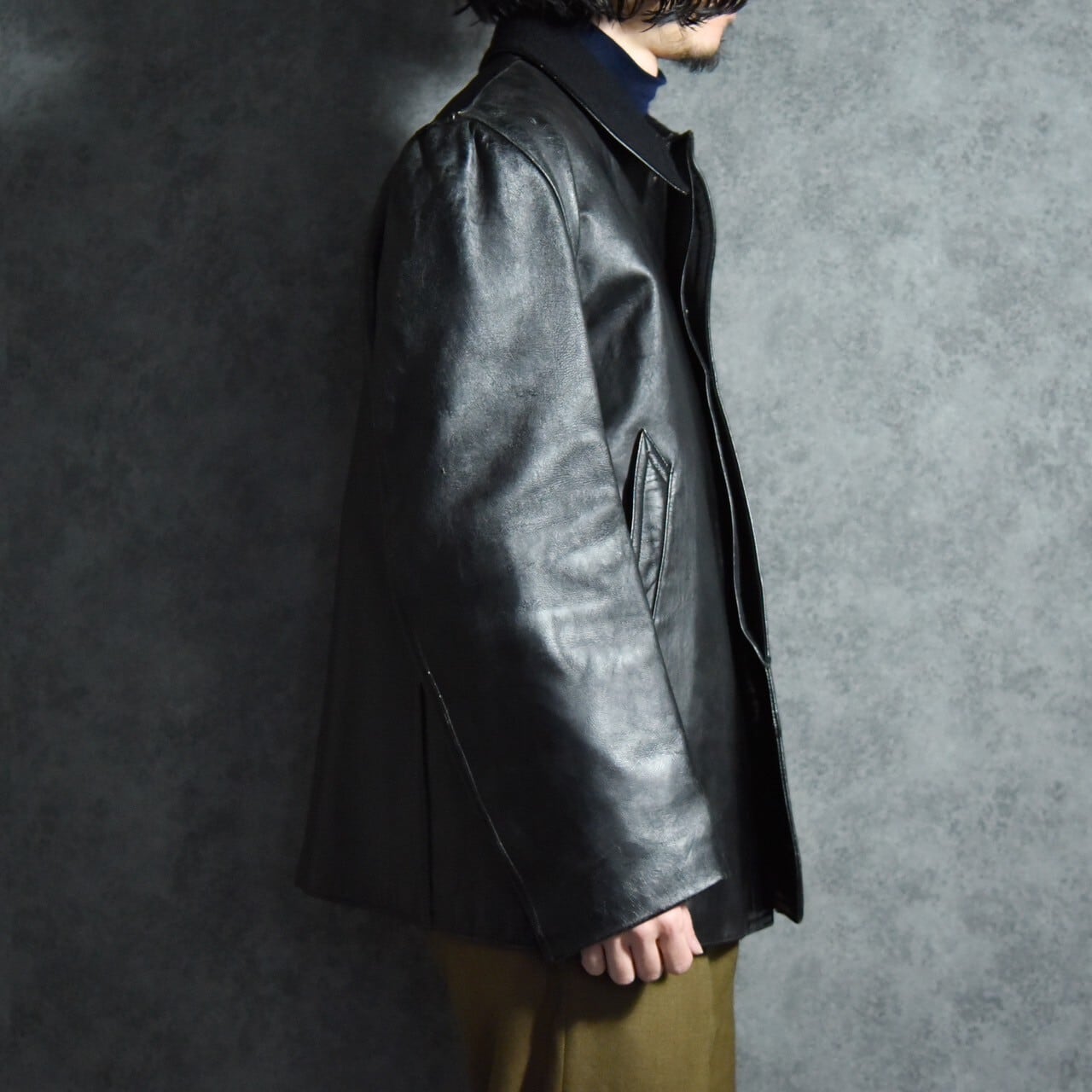 50-60s Le Corbusier Leather Jacket Single Breasted ル