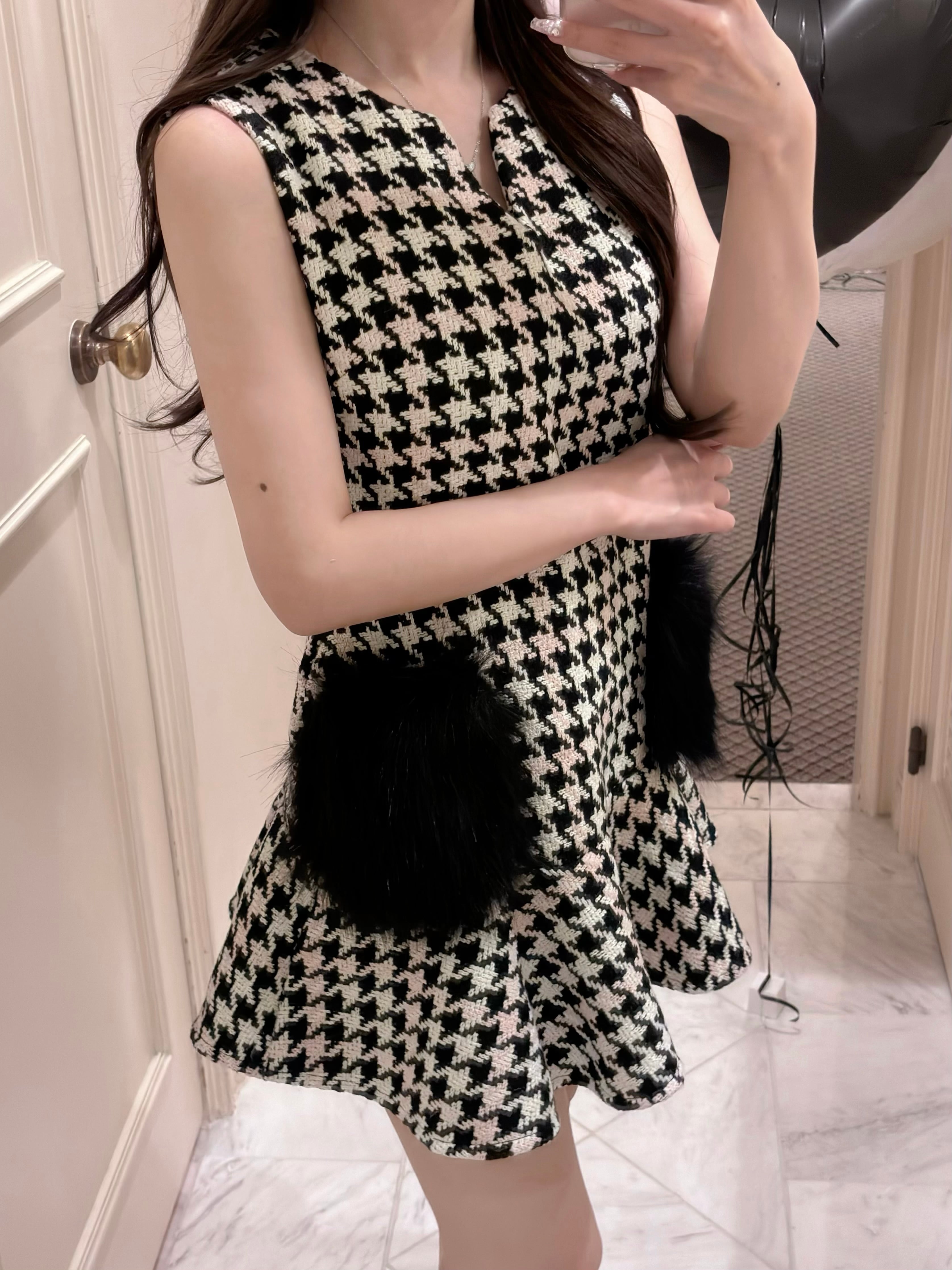 Lumignon original ♥ pink × black houndstooth pocket fur op | Lumignon
