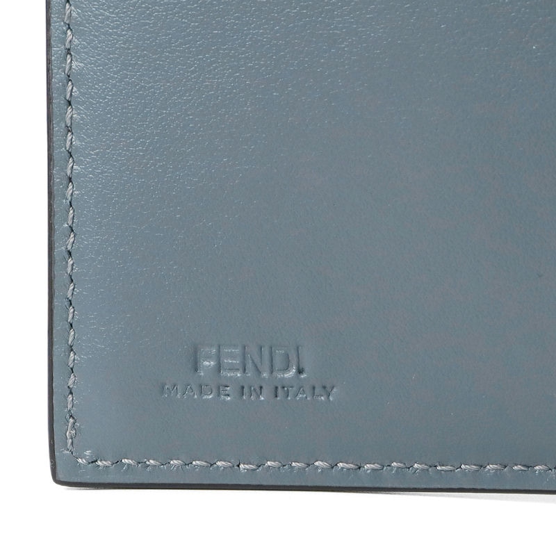 Brandol / FENDI フェンディ 三つ折り財布 グレー×ライトブルー 8M0480