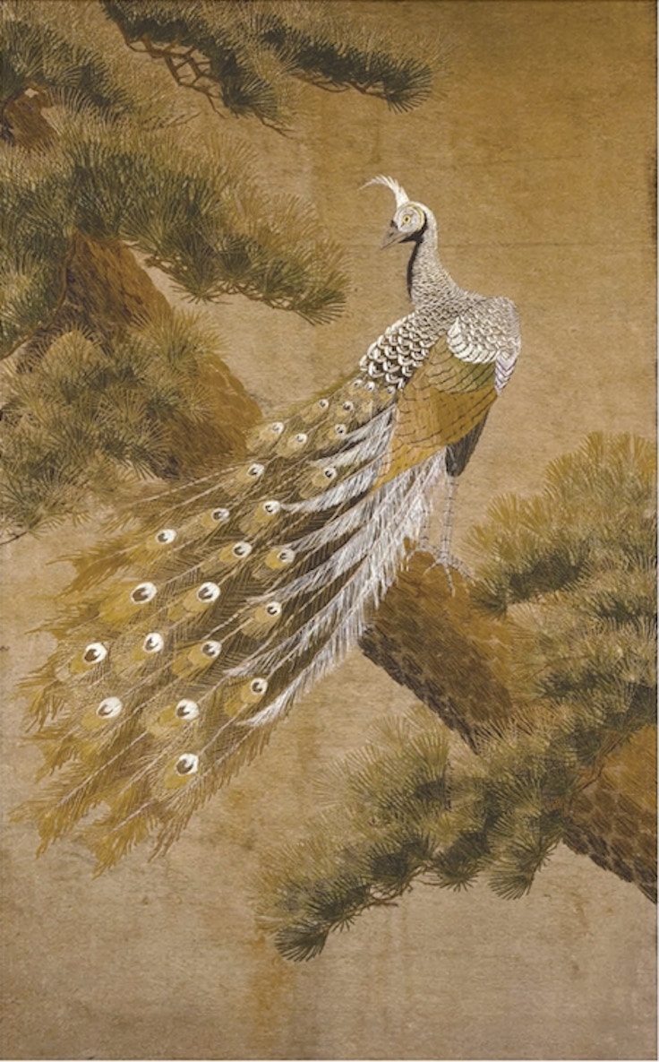 昭和レトロ 龍村美術織物 金孔雀図 刺繍画 壁掛け 絵画 アート 芸術