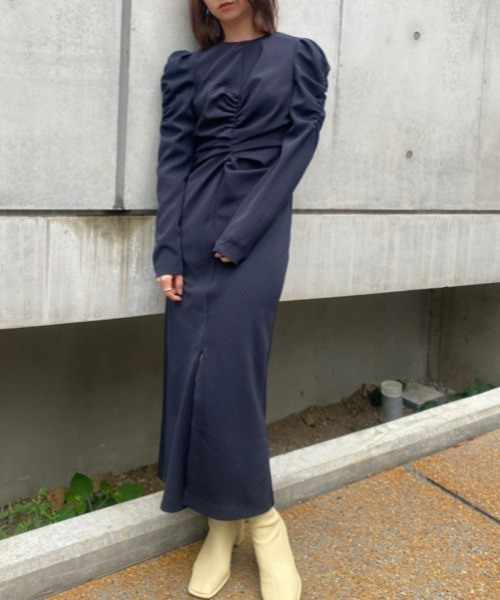 FRAY I.D（フレイアイディー）の「パフスリーブシャーリングワンピース