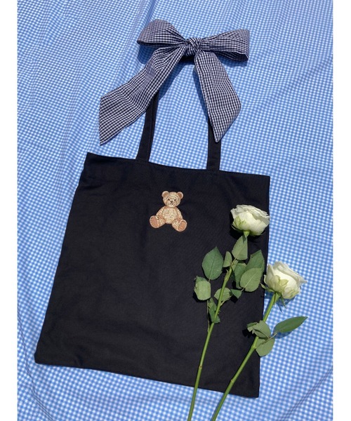WC（ダブル シー）の「クマ刺繍リボントートバッグ（トートバッグ