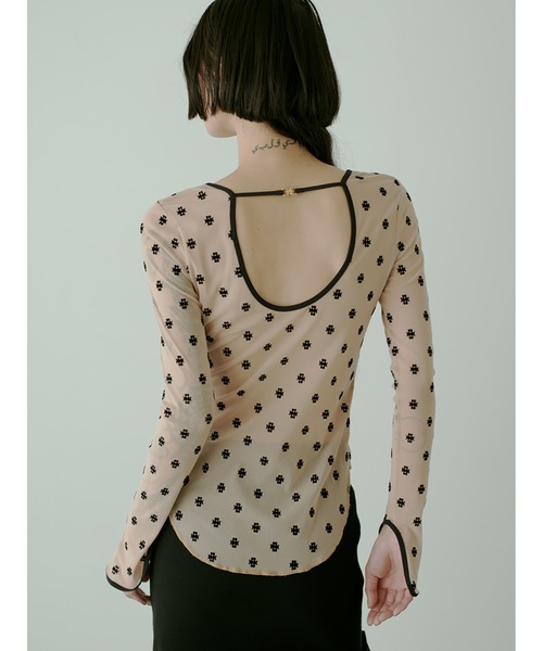 Swan Lake U-Neck Top サイズ38 ベージュ/黒ドット SORIN（ソリン ）の