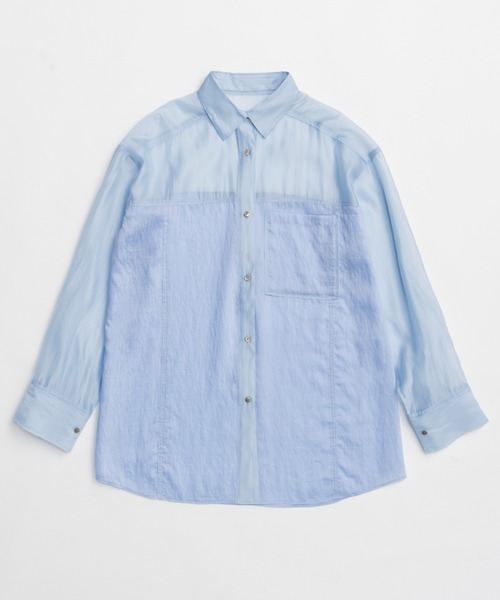 Sheer Docking Oversized Shirt/シアードッキングオーバーシャツ