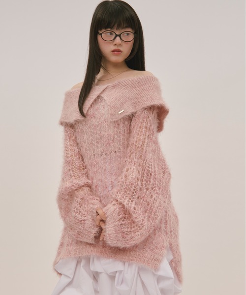 loin nuit（ロワンニュイ）の「sheer collar knit / シアーカラー