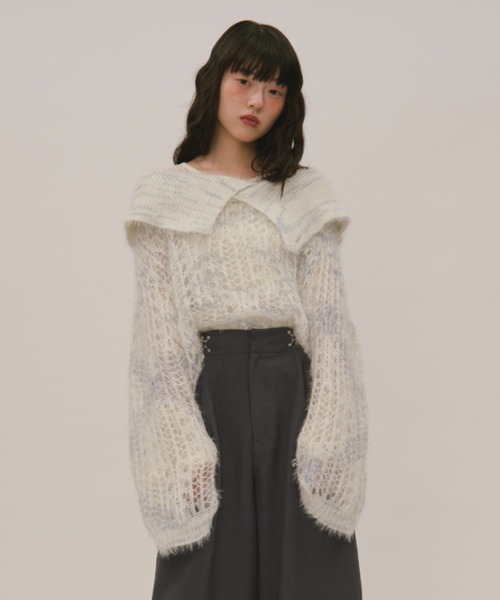 loin nuit（ロワンニュイ）の「sheer collar knit / シアーカラー