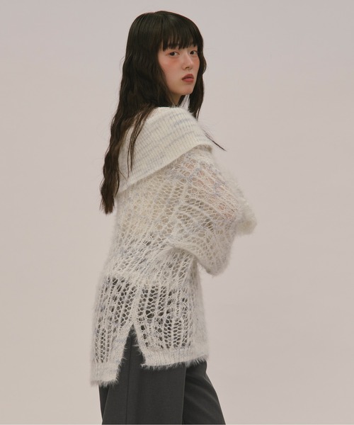 loin nuit（ロワンニュイ）の「sheer collar knit / シアーカラー