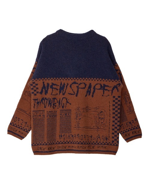 Ameri（アメリ）の「NEWS PAPER JACQUARED KNIT TOP（ニット/セーター