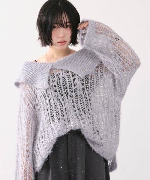 セール】sheer collar knit / シアーカラーニット（ニット/セーター