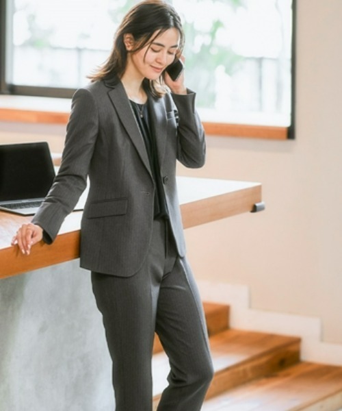 洗濯機OK・ストレッチ】ウール調9分丈テーパードストレッチパンツ