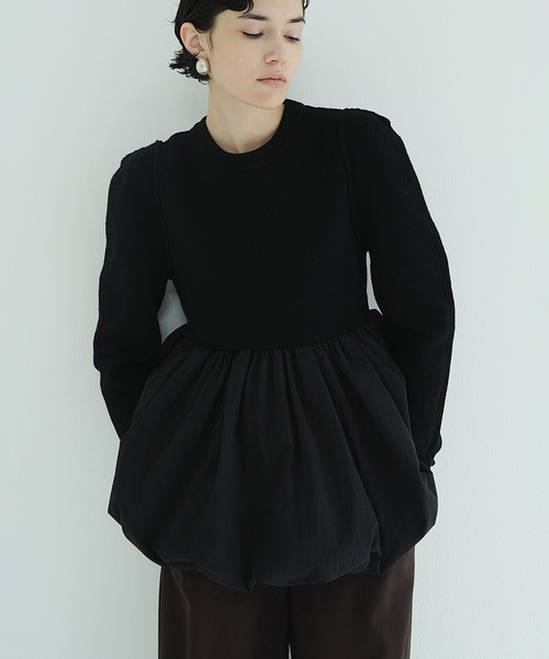 セール】DOCKING POWERSHOULDER KNIT TOPS（ニット/セーター）｜CLANE