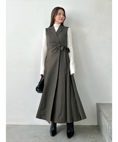 セール】Sustainableサイドプリーツテーラードワンピース（ワンピース