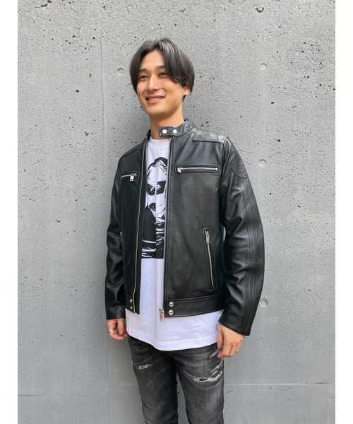 DIESEL ヌバックSheep Skinシングルライダースジャケット サイズS