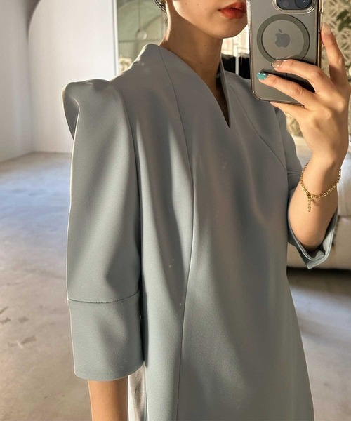 Ameri（アメリ）の「EDGE SHOULDER BONDING DRESS（ワンピース）」 - WEAR