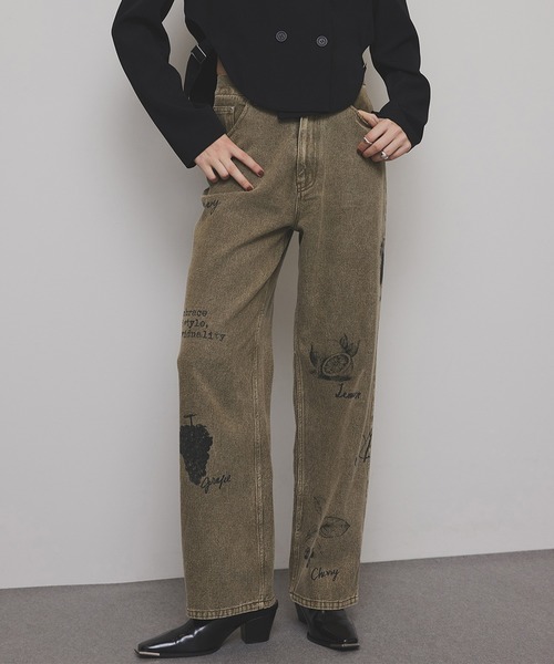 セール】PAINT MOTIF PRINT DENIM PANTS（デニムパンツ）｜Ameri