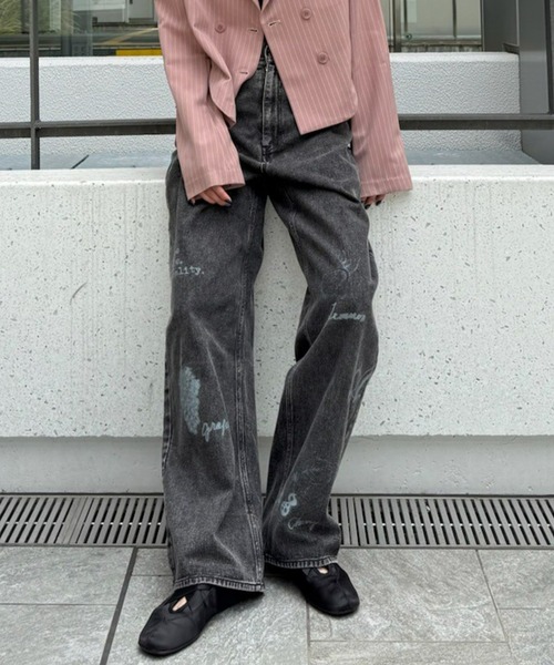 セール】PAINT MOTIF PRINT DENIM PANTS（デニムパンツ）｜Ameri