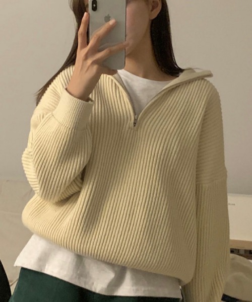Girly Doll（ガーリードール）の「ハーフジップアップニットトップス