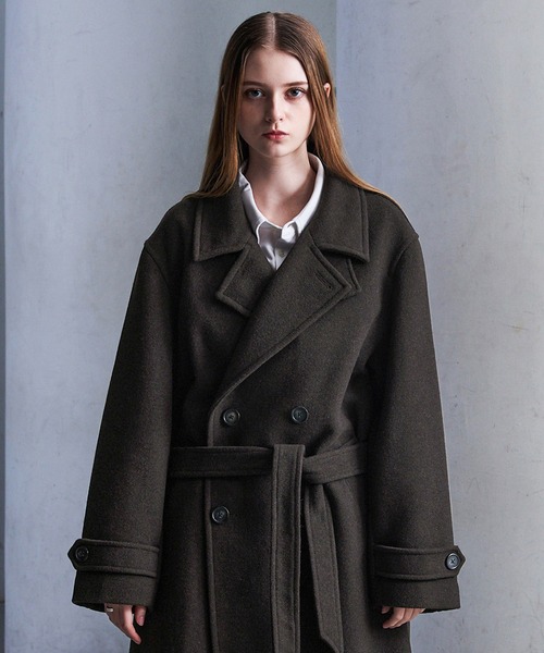 セール】【CLEL】Wool Blend Tech Melton Double Chester Coat