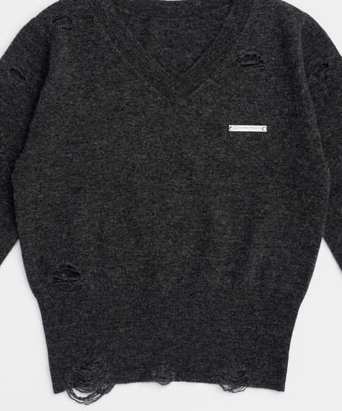 セール】カシミアブレンドダメージニット / Cashmere Blend Damaged