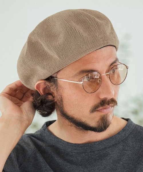 mko12738-Linen Blend Thermo Beret ベレー帽（ハンチング/ベレー帽